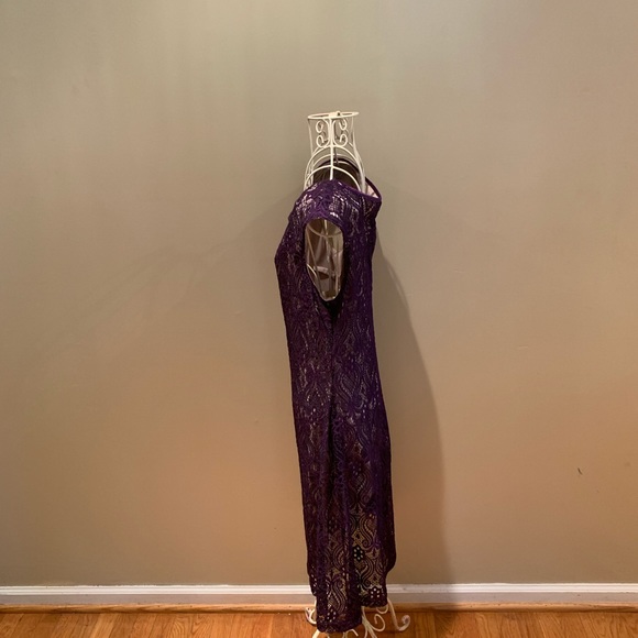 CONNECTED APPAREL Purple Lace Dress - Size 8 - Picture 2 of 6
